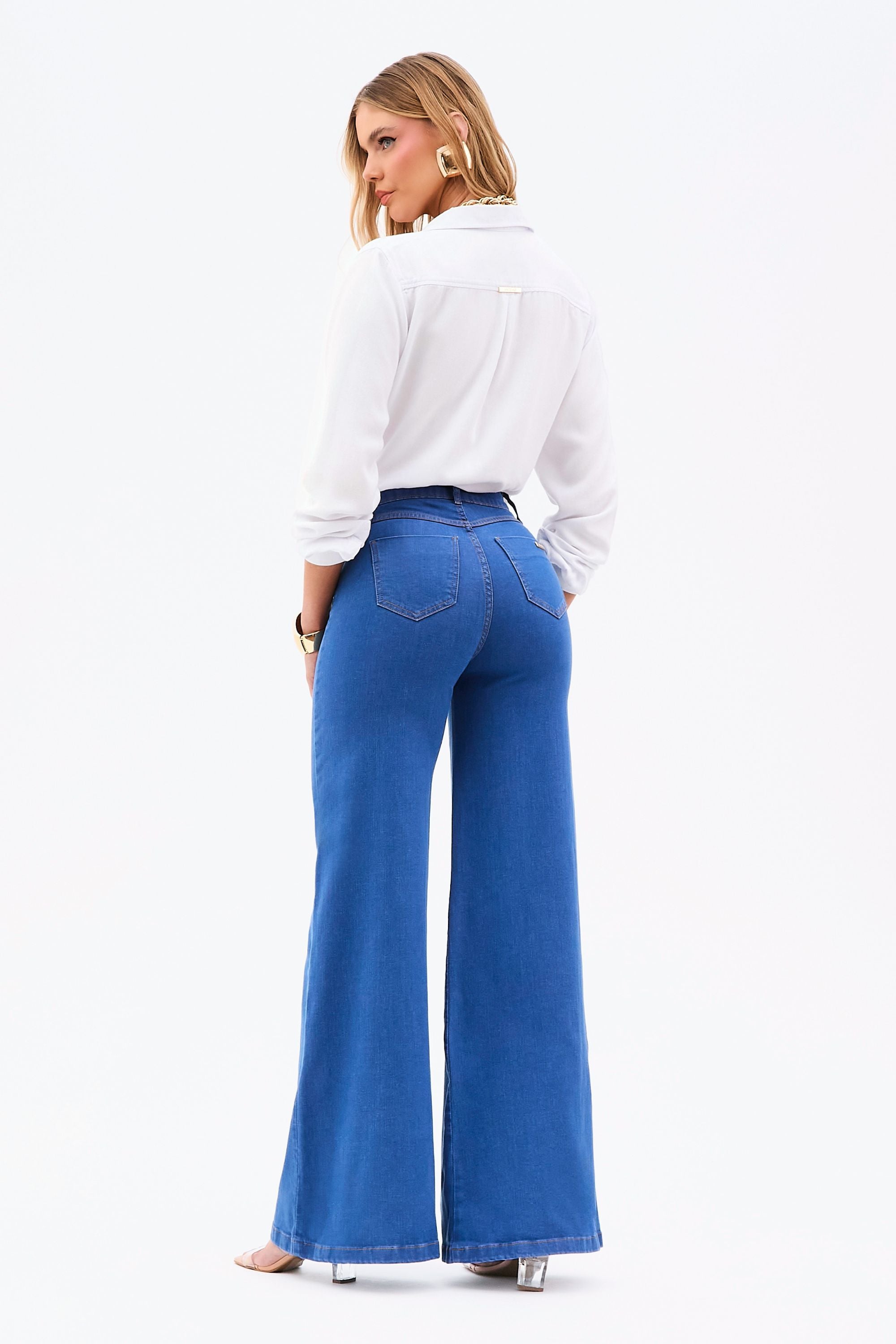 Calça Jeans Modeladora Linea Pantalona Cós Médio Jeans Médio