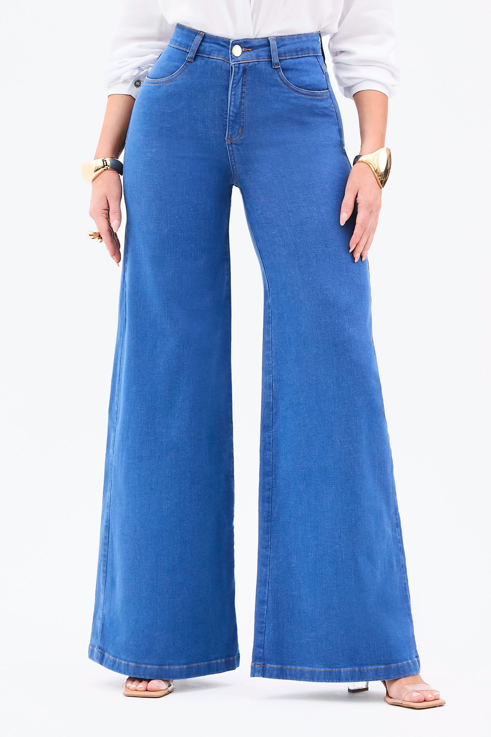 Calça Jeans Modeladora Linea Pantalona Cós Médio Jeans Médio